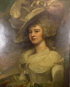 G.D Tomlinson, After George Romney, Portrait of Bella, Lady Shuckburoh, oil on canvas, inscribed