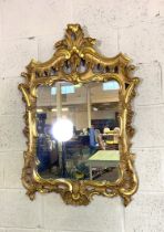 A Georgian style gilt framed wall mirror, decorated with scrolls, flowers and icicles, 100cm x 70cm