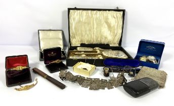 A quantity of miscellaneous jewellery and related ephemera, including a cased Rotary gents watch,