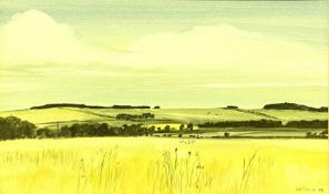 Alan Turner, British (XX/XXI), Landscape with Cornfields, Jedburgh; Border Hillside, watercolour
