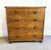 An early Victorian mahogany straight front chest of drawers, 19th century, with two short and