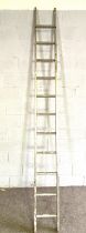 A large aluminium step ladder, with twelve steps, 350cm long; and assorted other useful ladders