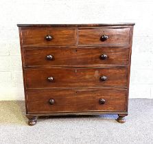 A Victorian mahogany chest of drawers, late 19th century, with straight front and two short and