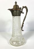 An attractive Georgian style clear glass and plated claret jug, 33cm high; also a good pair of