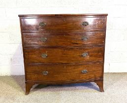 A Victorian mahogany bow fronted chest of drawers, with four graduated long drawers and bracket