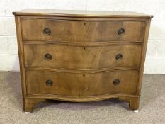 A George III style serpentine chest of three drawers, 98cm wide