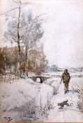 Tom Scott, Scottish (1854-1927), Winter Afternoon, watercolour, monongram LL: T.S., 16cm x 11cm;