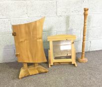 A contemporary ash wood and burr veneered jewellery and trinket stand, with asymmetrical door fitted