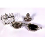 Assorted silver plate, including a candelabra, a toast rack and various tankards etc (a lot)