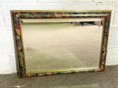 A large attractive modern mirror, with ogee moulded frame, painted with flowers and with a gilt edge