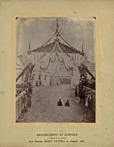 A vintage frame photograph at Darnick, with preparations to recieve Queen Victoria