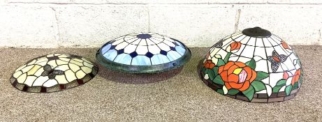 Thee assorted Tiffany style coloured glass lamp shades (3)
