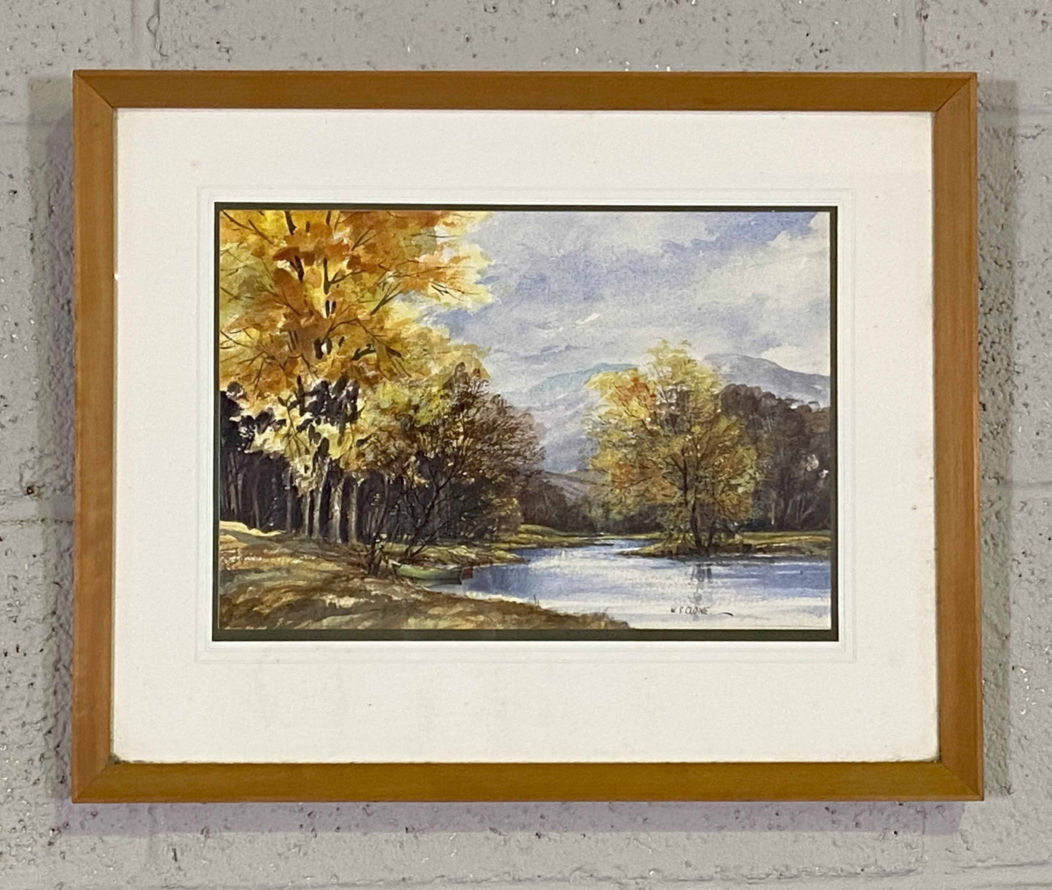 Two useful composition gilt picture frames and a small watercolour landscape of a river, by W.S. - Image 3 of 12