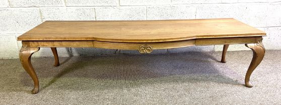 A Georgian style coffee table, with cabriole legs, 150cm long;