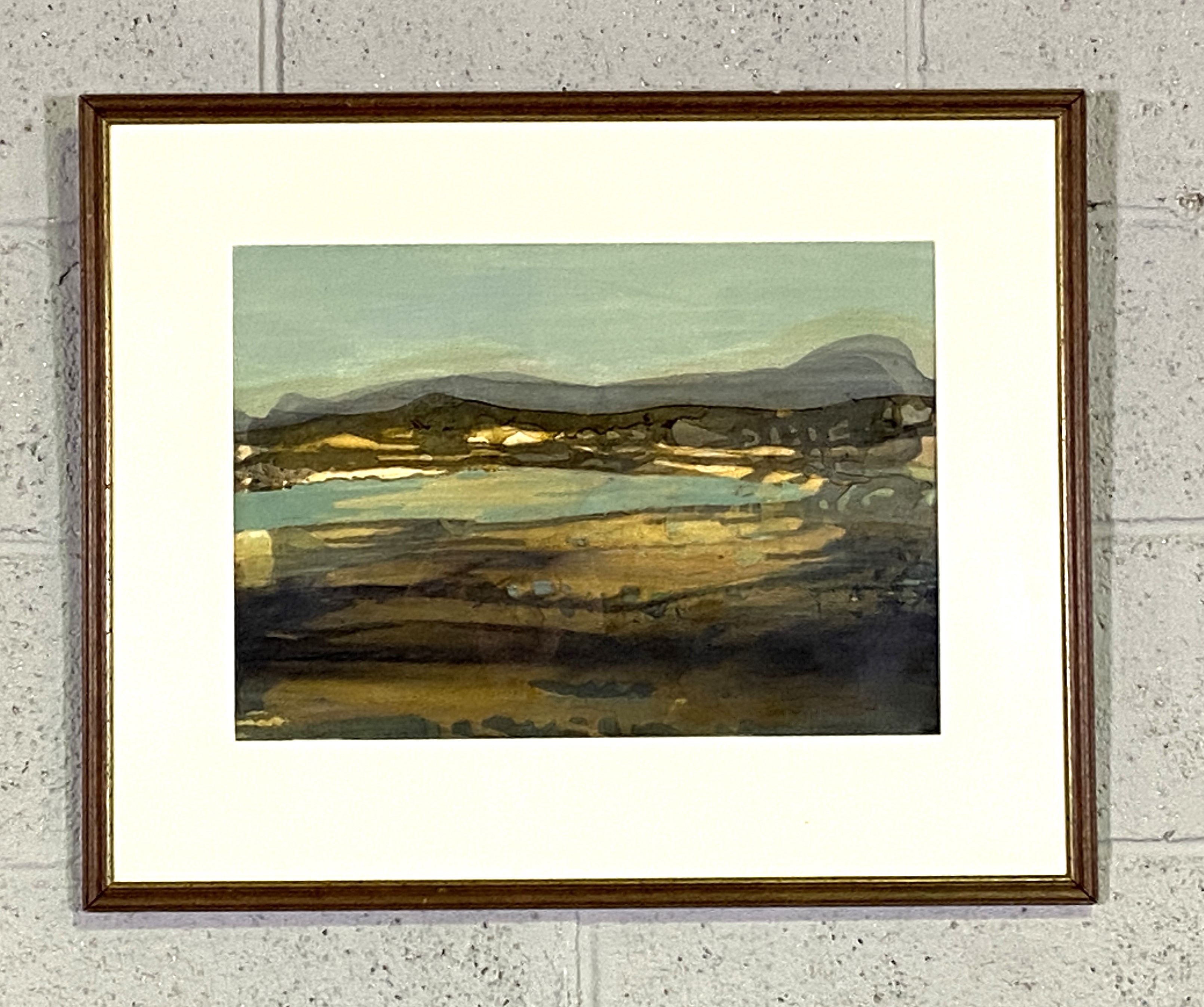 Three paintings, including Gail Hardy, Scottish Contemporary, “Moorland Loch”, gouache, 25cm x 51cm; - Image 2 of 17