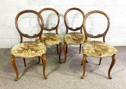 Four Victorian rosewood hoop-backed dining chairs, with cabriole legs (4)