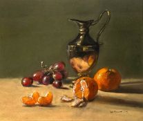 Four pictures, including Still Life of a Ewer, with Tangerines and Grapes, sign Iain McCann, 2015;