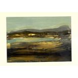 Three paintings, including Gail Hardy, Scottish Contemporary, “Moorland Loch”, gouache, 25cm x 51cm;