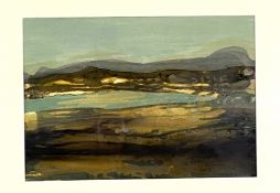 Three paintings, including Gail Hardy, Scottish Contemporary, “Moorland Loch”, gouache, 25cm x 51cm;