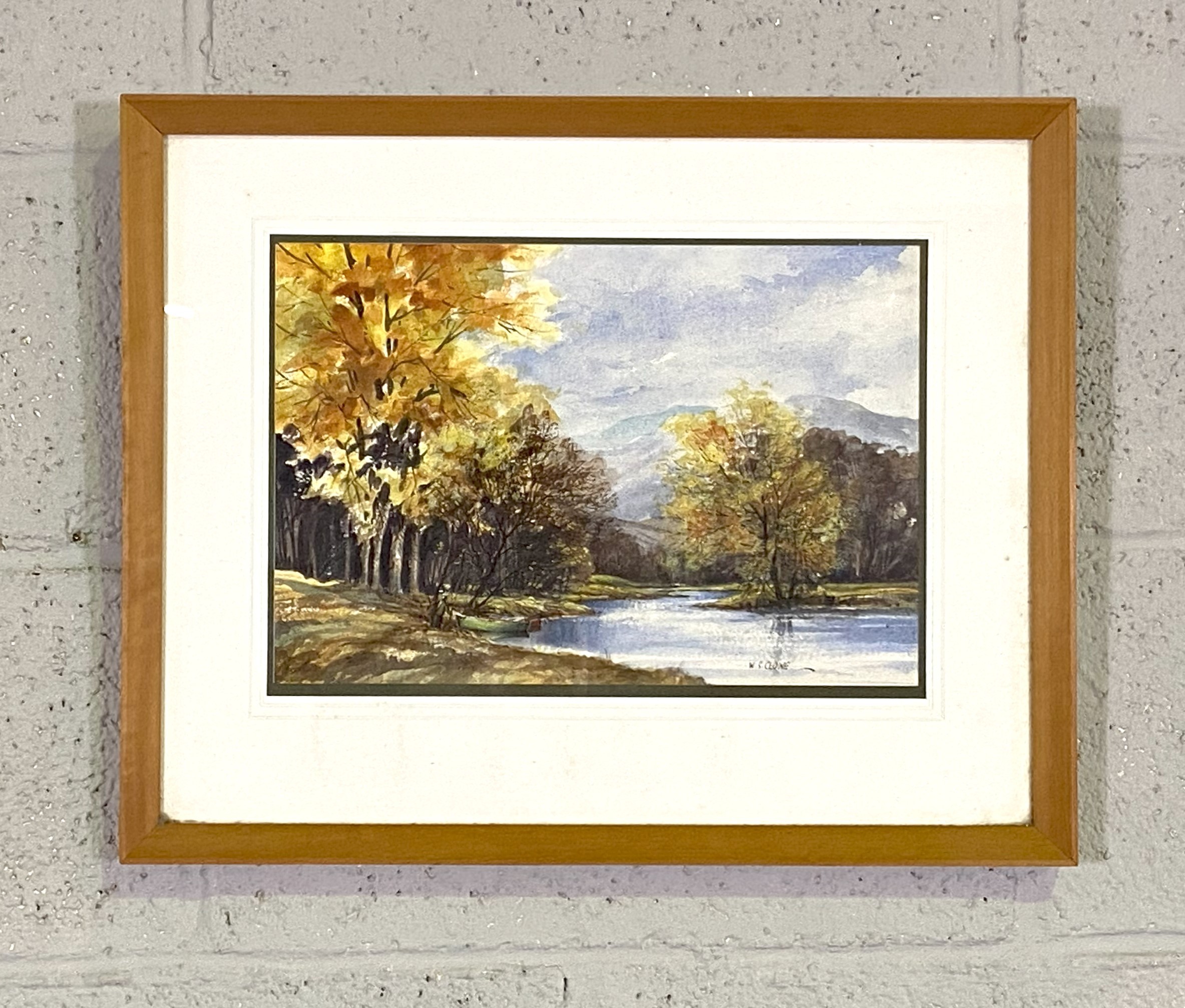 Two useful composition gilt picture frames and a small watercolour landscape of a river, by W.S. - Image 2 of 12