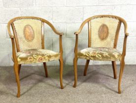 A pair of bentwood and caned armchairs (2)