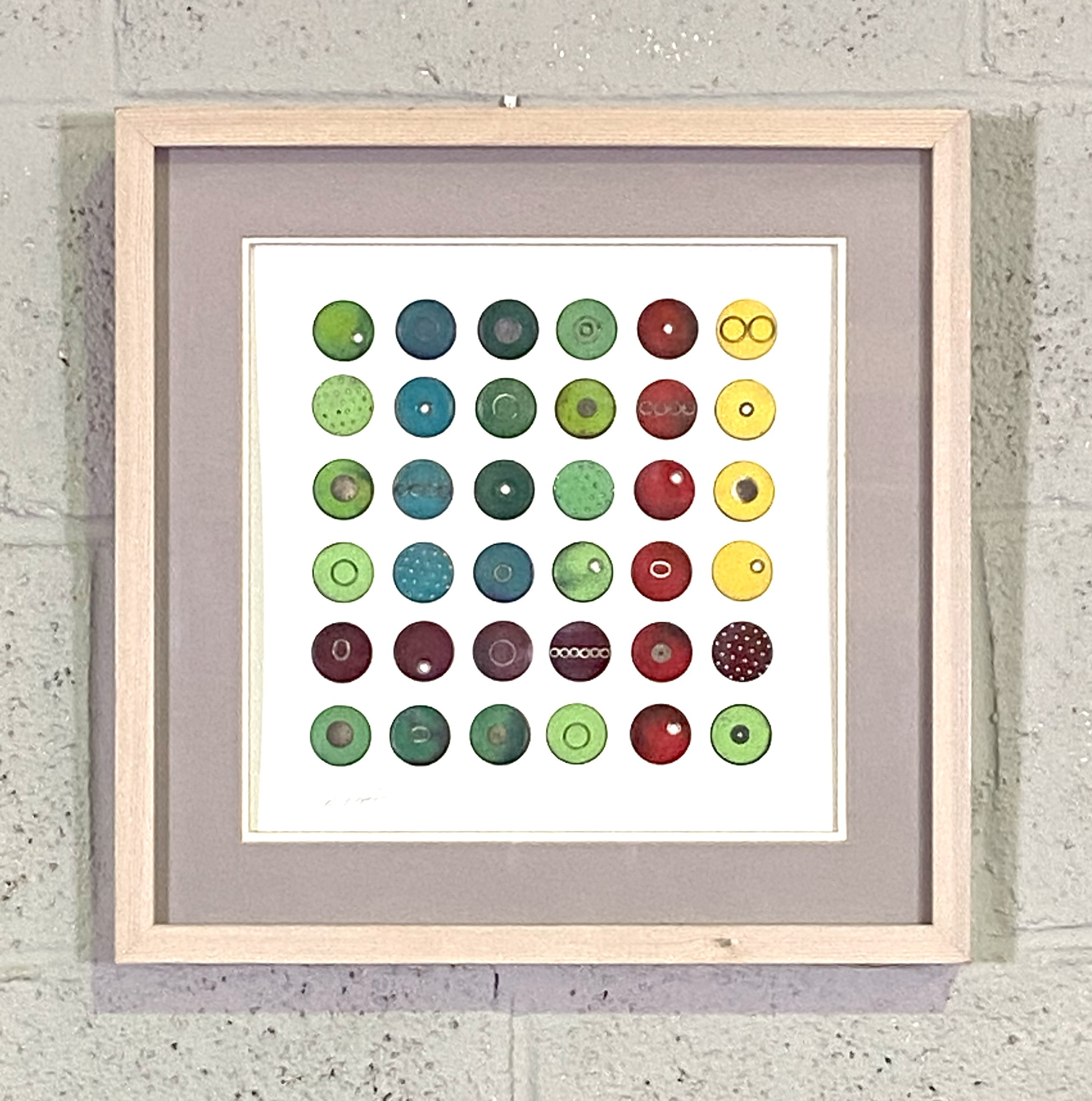 Gilly Langton, Contemporary, Abrstract, mixed media, coloured discs on paper, signed LL, 30cm x - Image 2 of 9