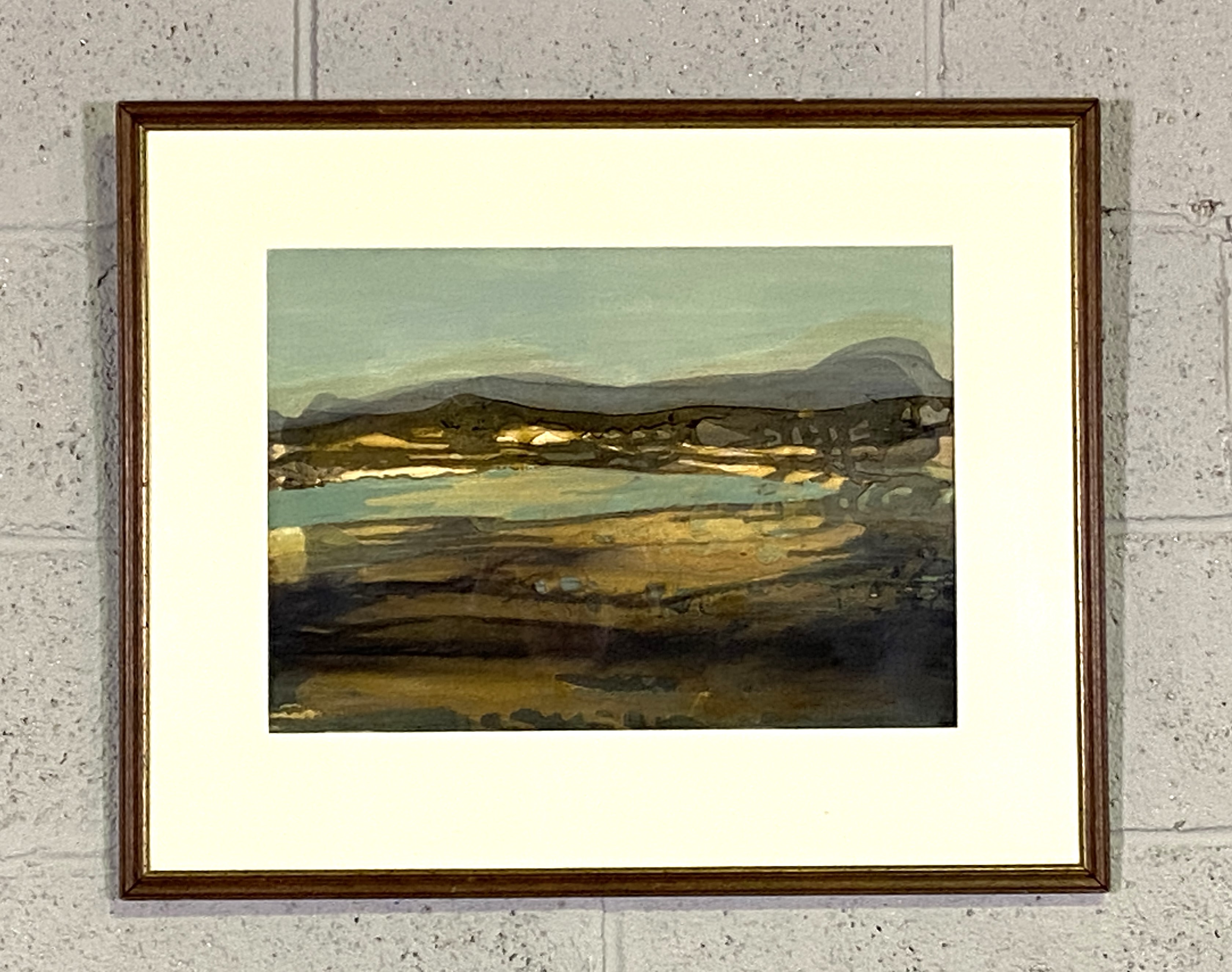 Three paintings, including Gail Hardy, Scottish Contemporary, “Moorland Loch”, gouache, 25cm x 51cm; - Image 3 of 17