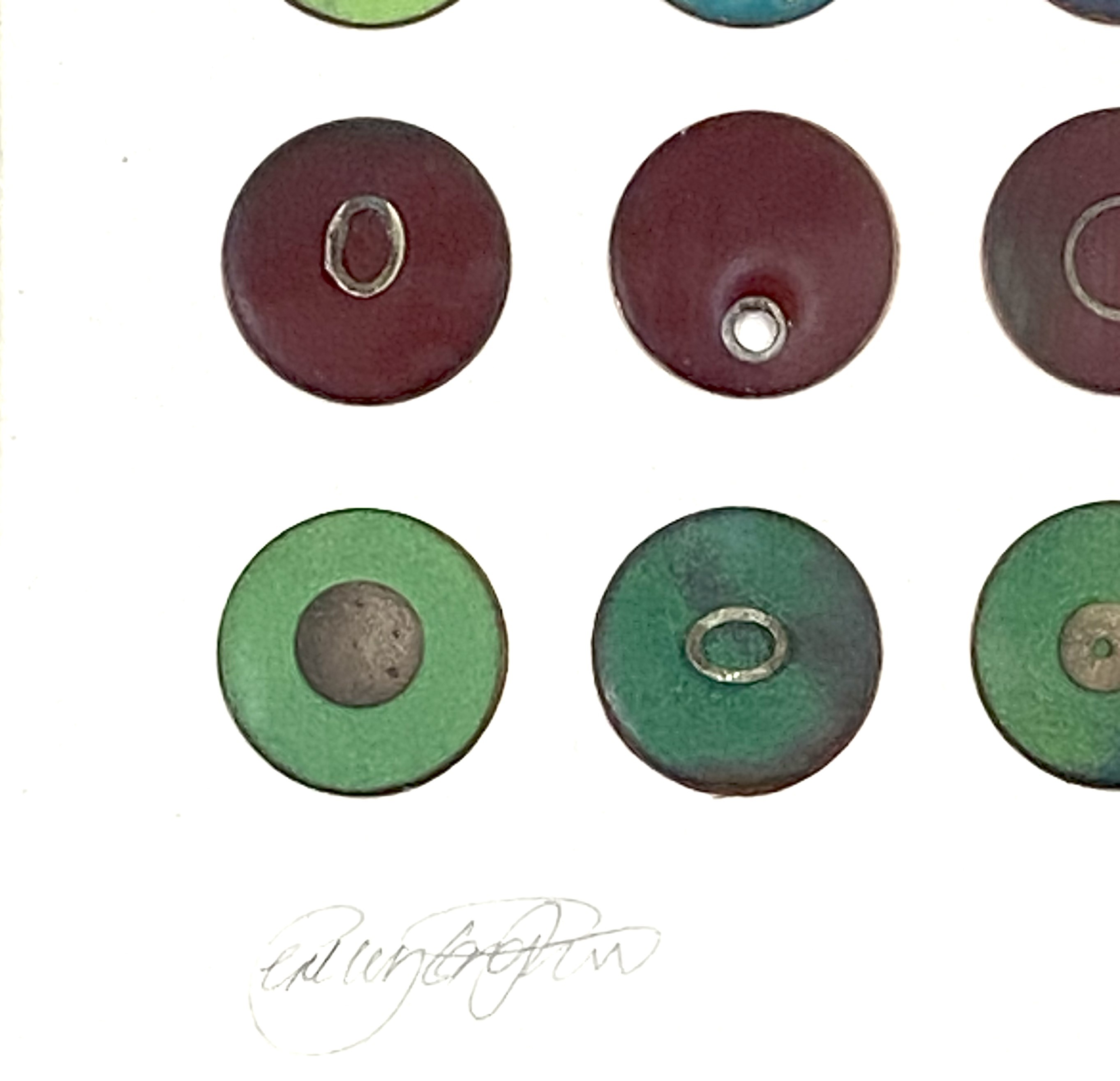 Gilly Langton, Contemporary, Abrstract, mixed media, coloured discs on paper, signed LL, 30cm x - Image 3 of 9
