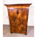 A French walnut Secretaire a Abbatant (writing desk), 19th century, with a concave cushion drawer