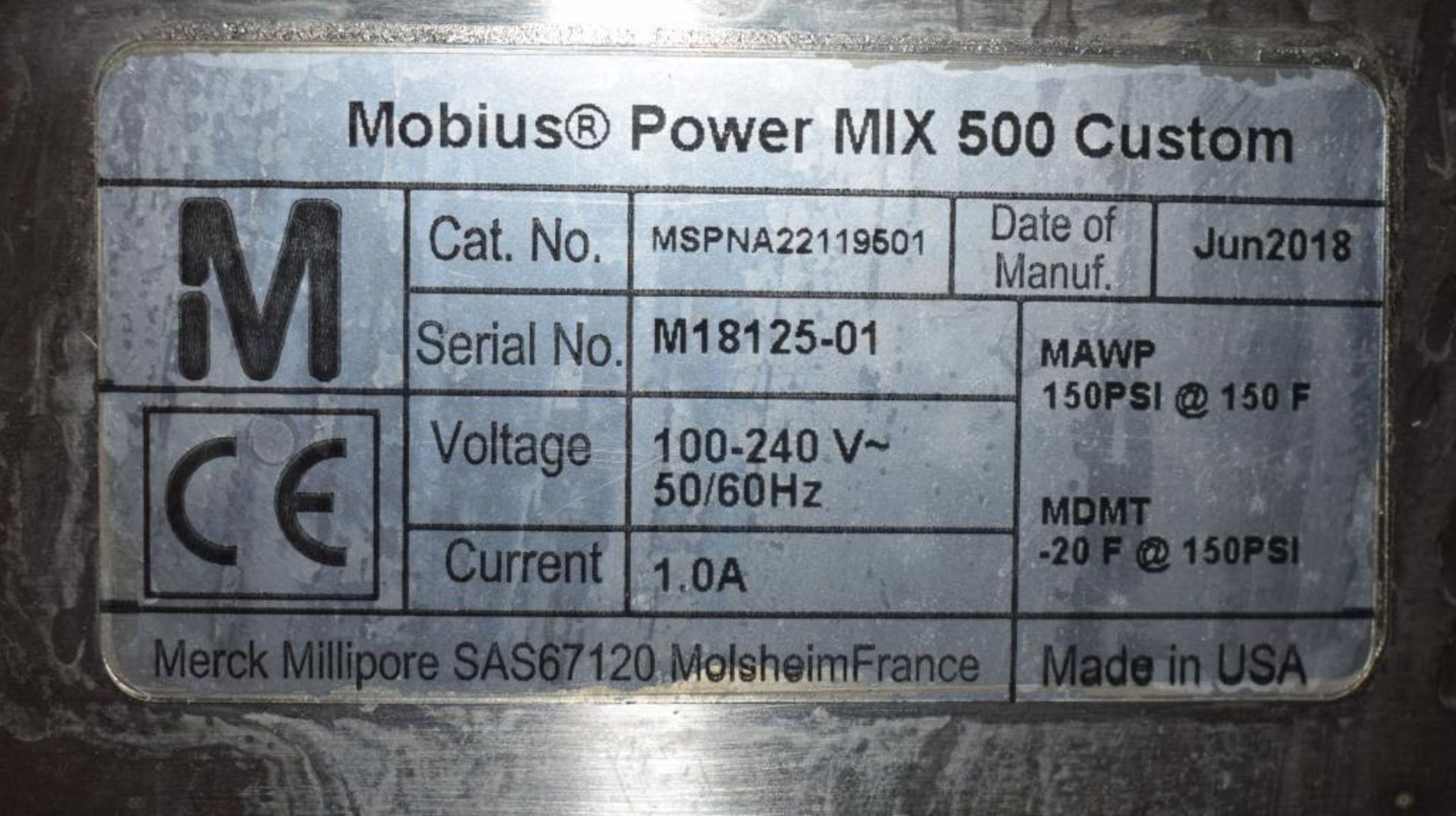 Millipore Mobius Power Mix 500 Custom, Stainless Steel. Catalog# MSPNA22119501, serial# M18125-01, b - Image 14 of 15