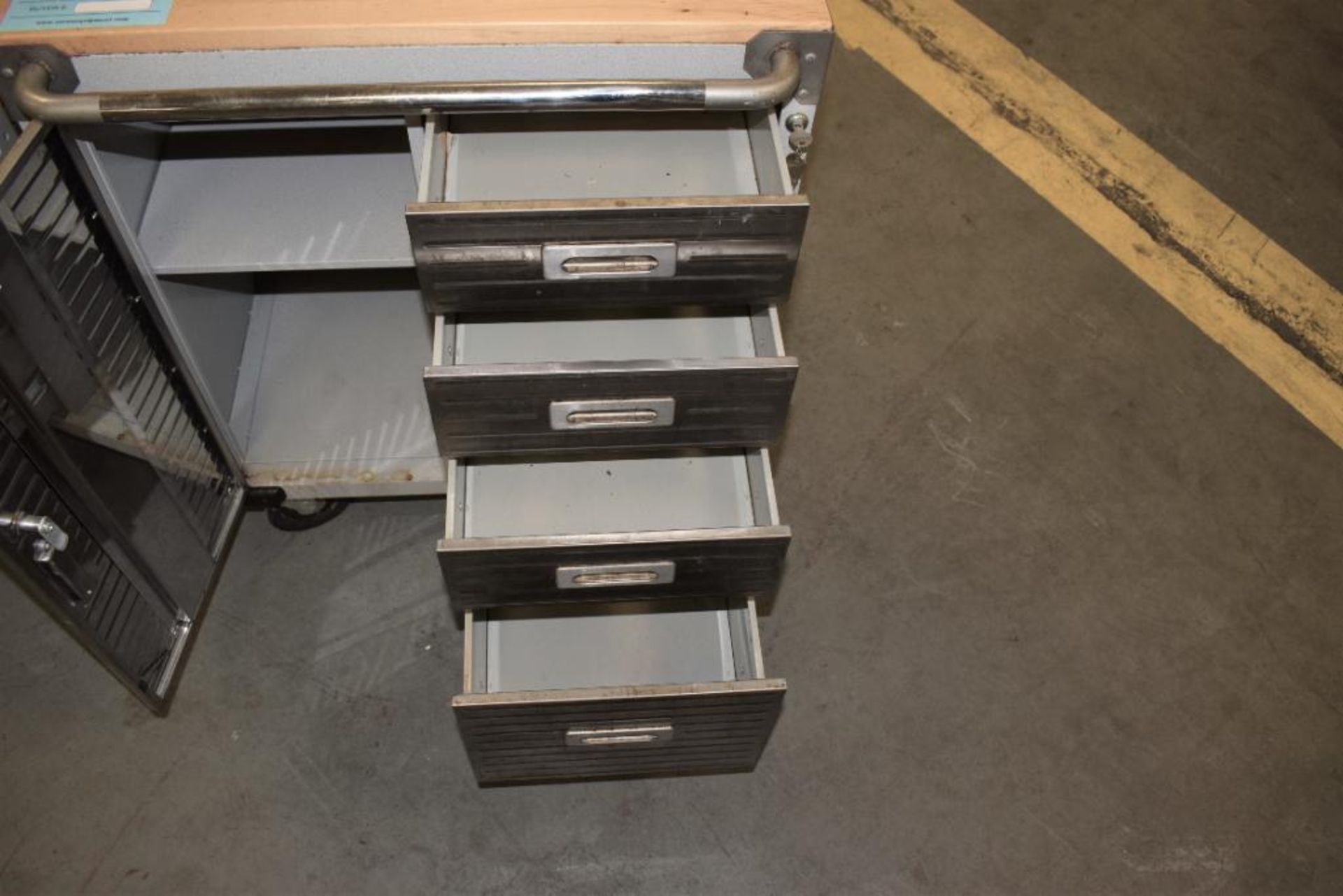 Lot Of (2) UltraHD Rolling Workbench Cabinets. (1) 12 drawer, (1) cabinet with wood top. (1) 4 drawe - Image 11 of 12
