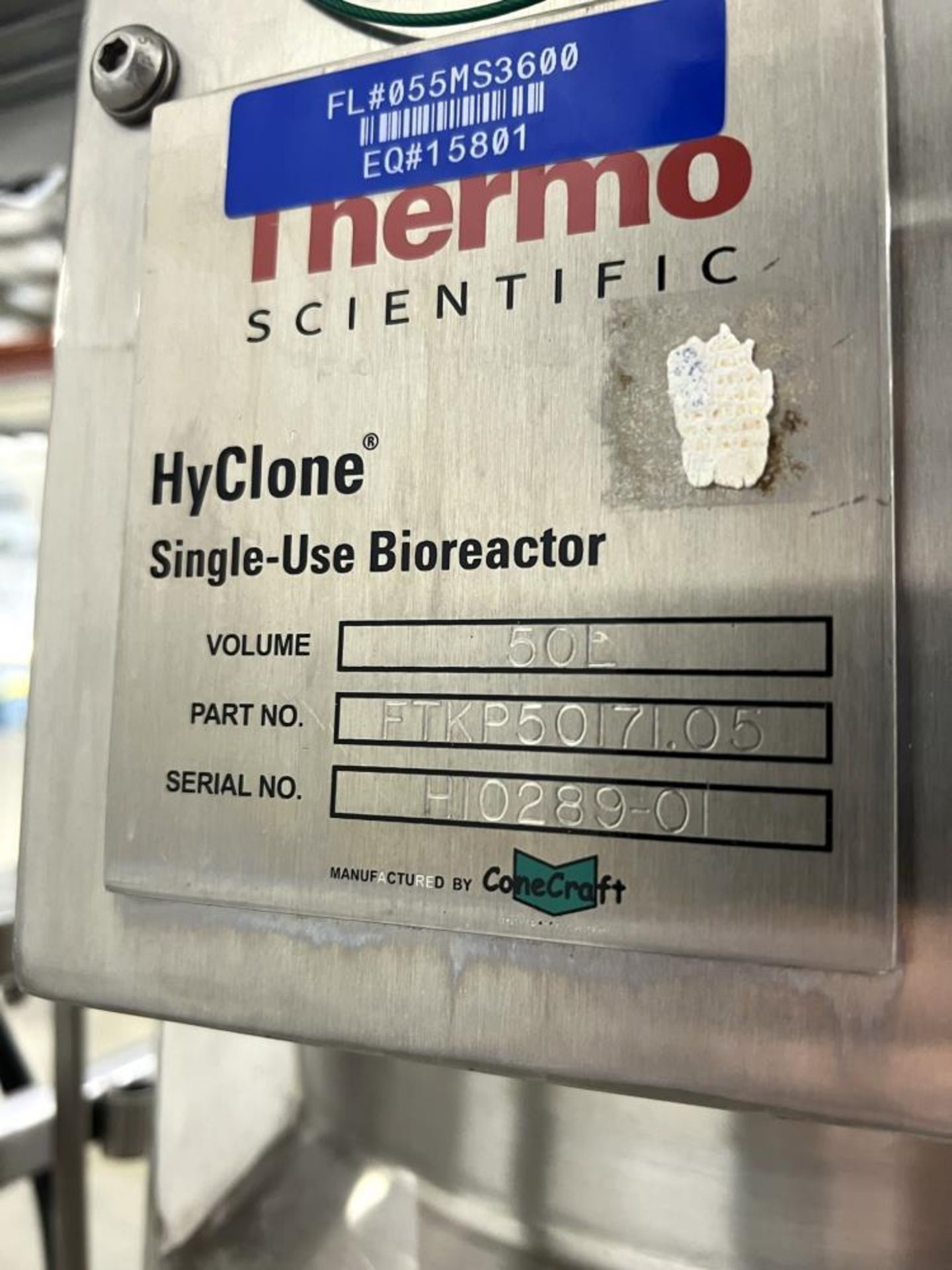 Used- Thermo Scientific Single Use Bioreactor, Model HyClone, 50 liter(13.2 Gal) capacity, Stainless - Image 11 of 11