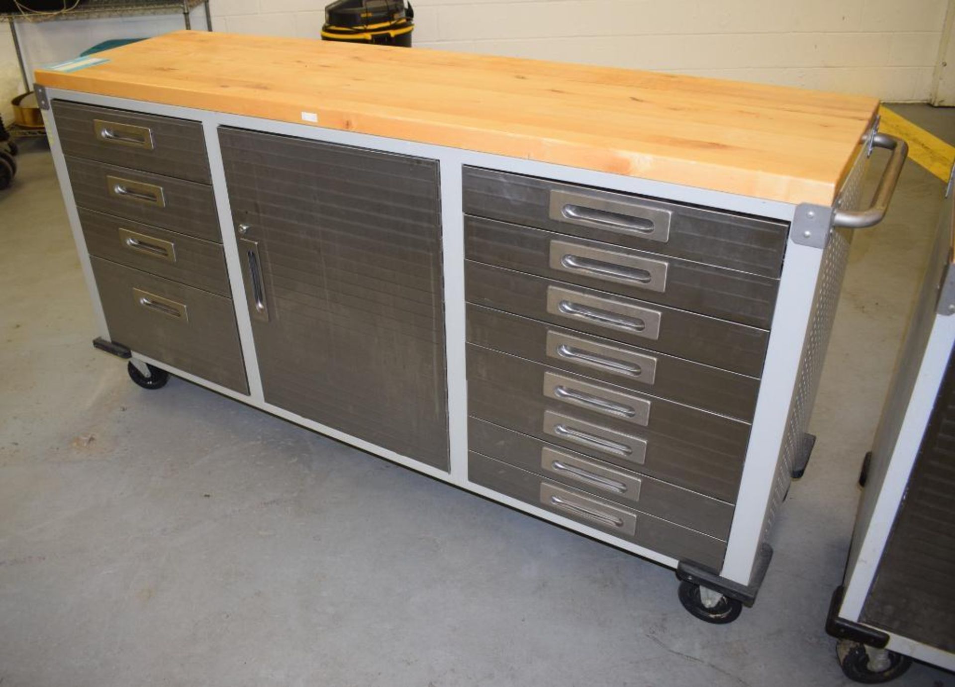 Lot Of (2) UltraHD Rolling Workbench Cabinets. (1) 12 drawer, (1) cabinet with wood top. (1) 4 drawe - Image 2 of 12