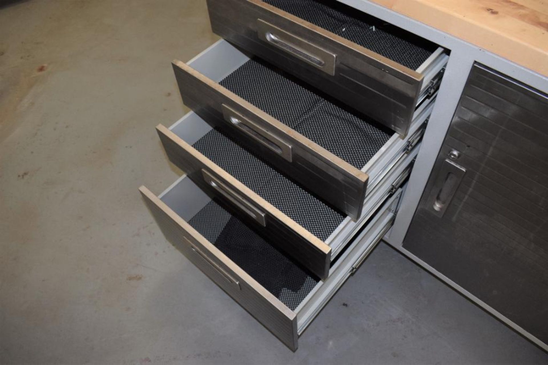 Lot Of (2) UltraHD Rolling Workbench Cabinets. (1) 12 drawer, (1) cabinet with wood top. (1) 4 drawe - Image 8 of 12