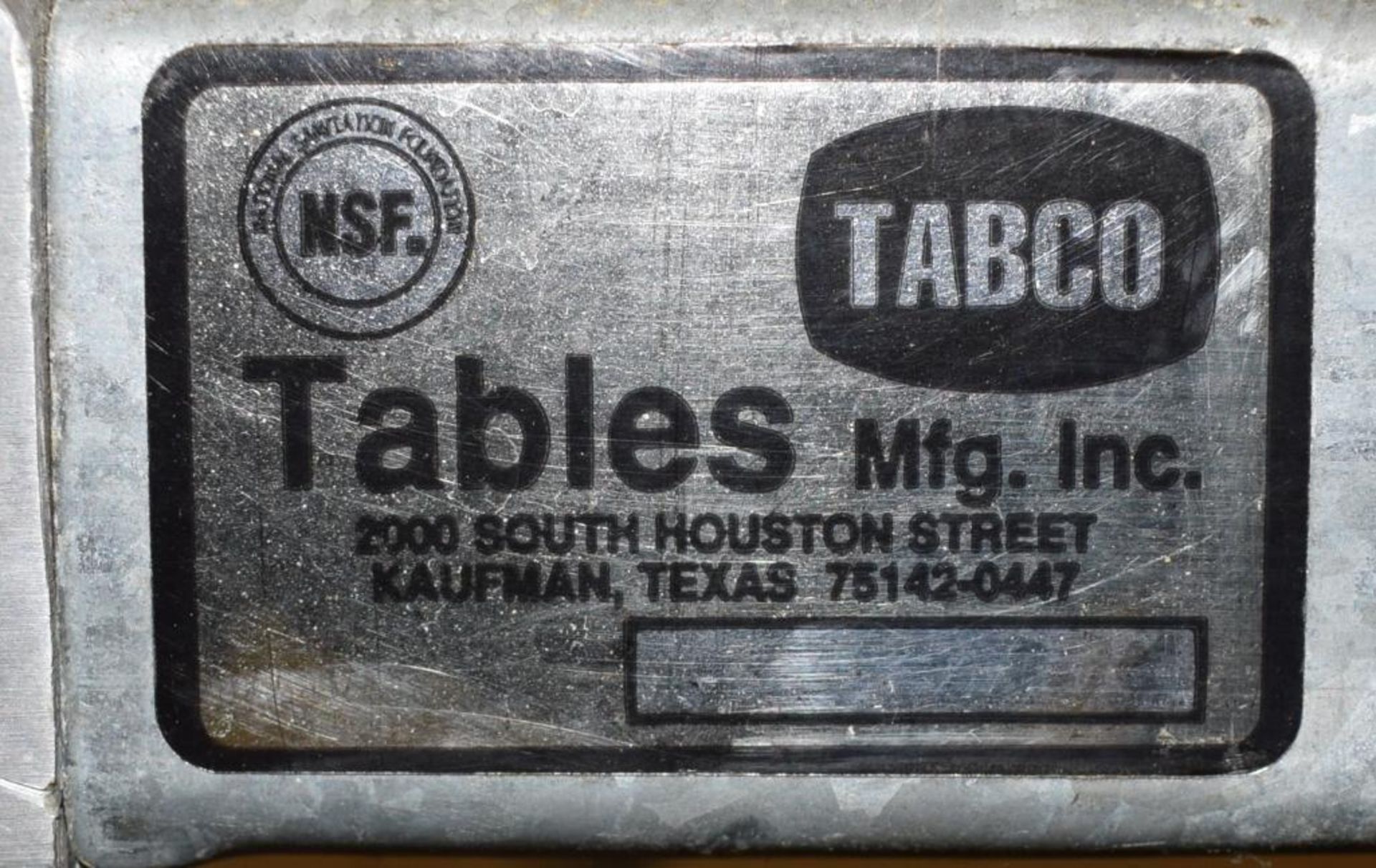 TABCO Stainless Steel Top Table. Approximate 30" wide x 48" long x 36" tall. With bottom shelf and ( - Image 5 of 5