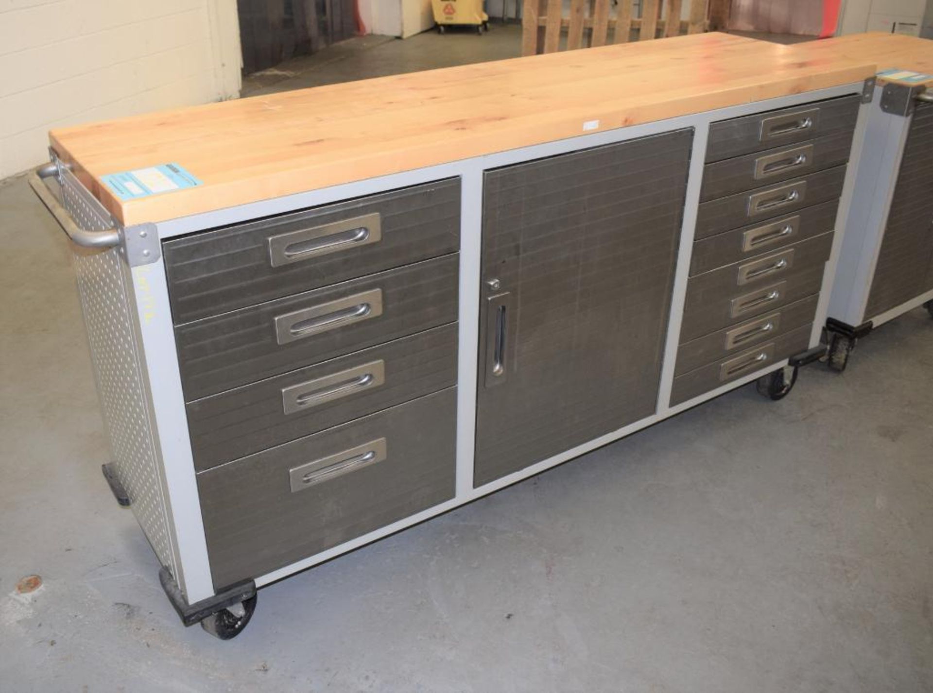 Lot Of (2) UltraHD Rolling Workbench Cabinets. (1) 12 drawer, (1) cabinet with wood top. (1) 4 drawe - Image 3 of 12