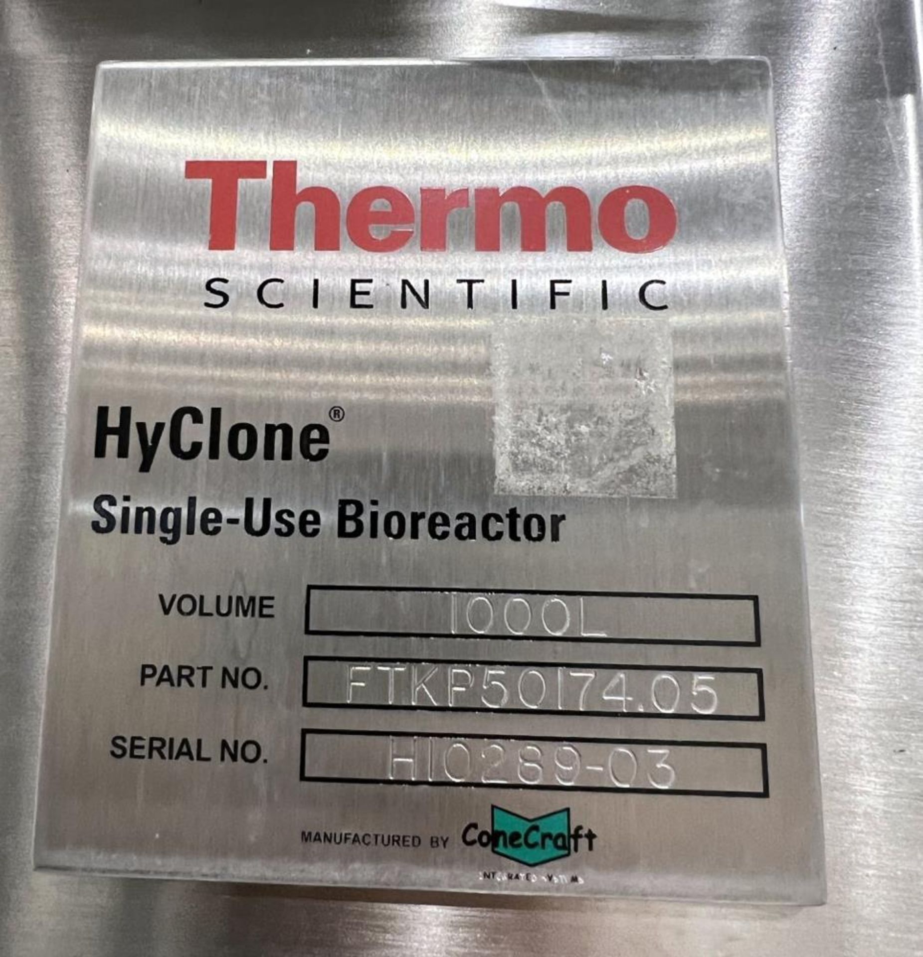 Used- Thermo Scientific Single Use Bioreactor, Model HyClone, 1000 liter capacity, Stainless Steel. - Image 9 of 9