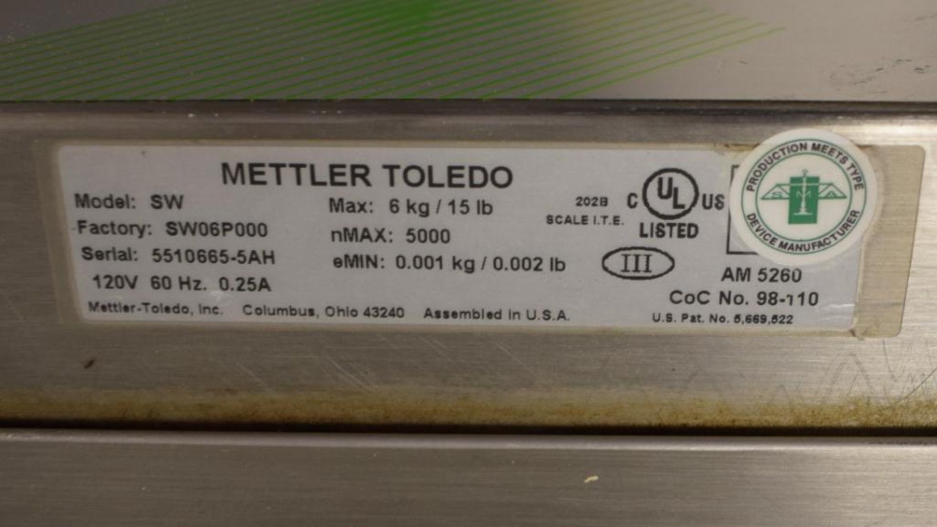 Mettler-Toledo Bechtop SpeedWeigh Over/Under Scale, Model SW, Factory# SW06P000, Serial# 5510665-5AH - Image 5 of 5