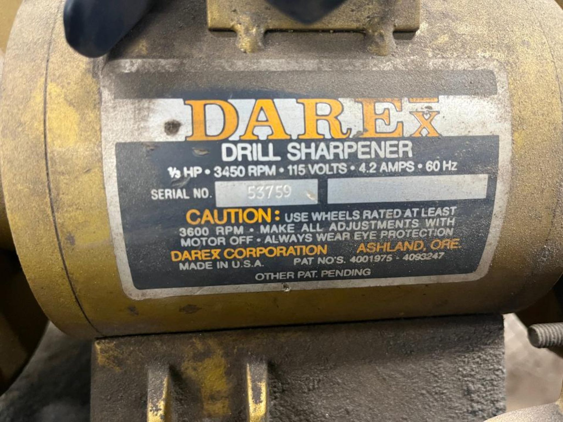 Darex Drill Sharpener, S/N 53759 - Image 5 of 5