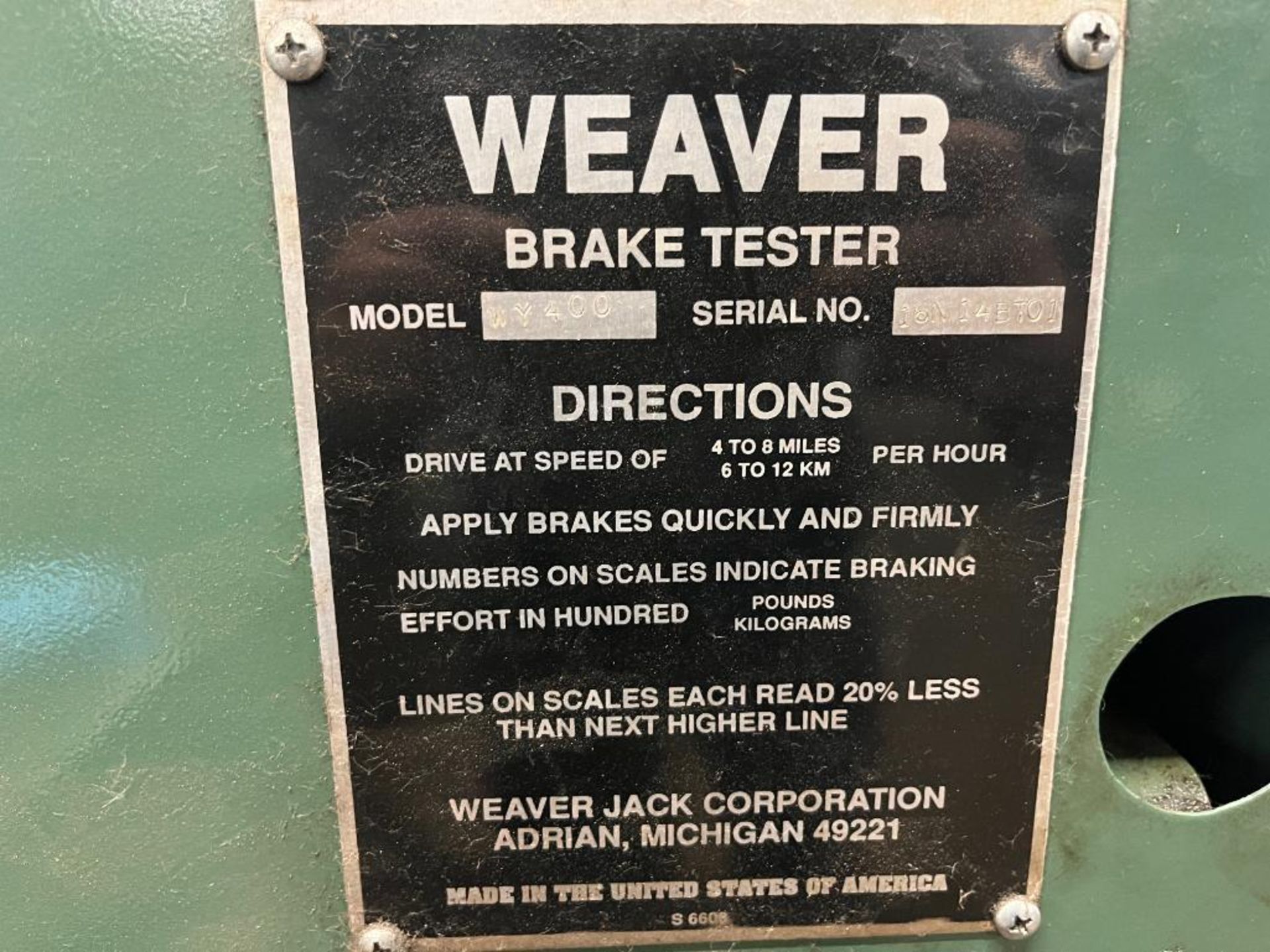 Weaver Break Tester, model WY400, - Image 4 of 5