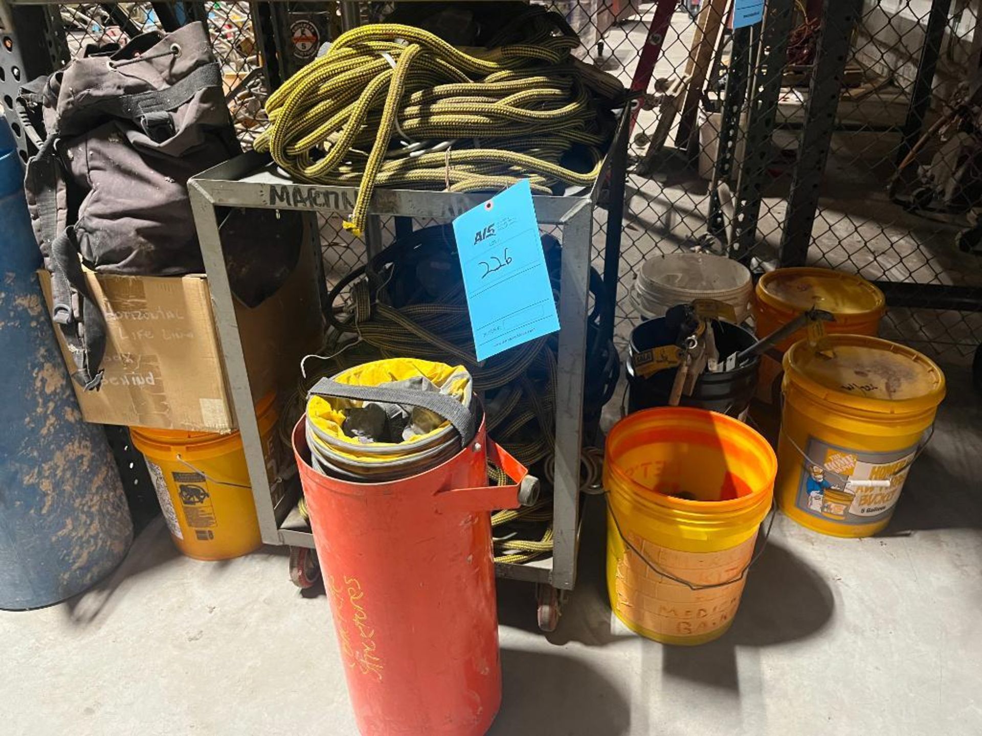 LOT: Safety Rope and cart.