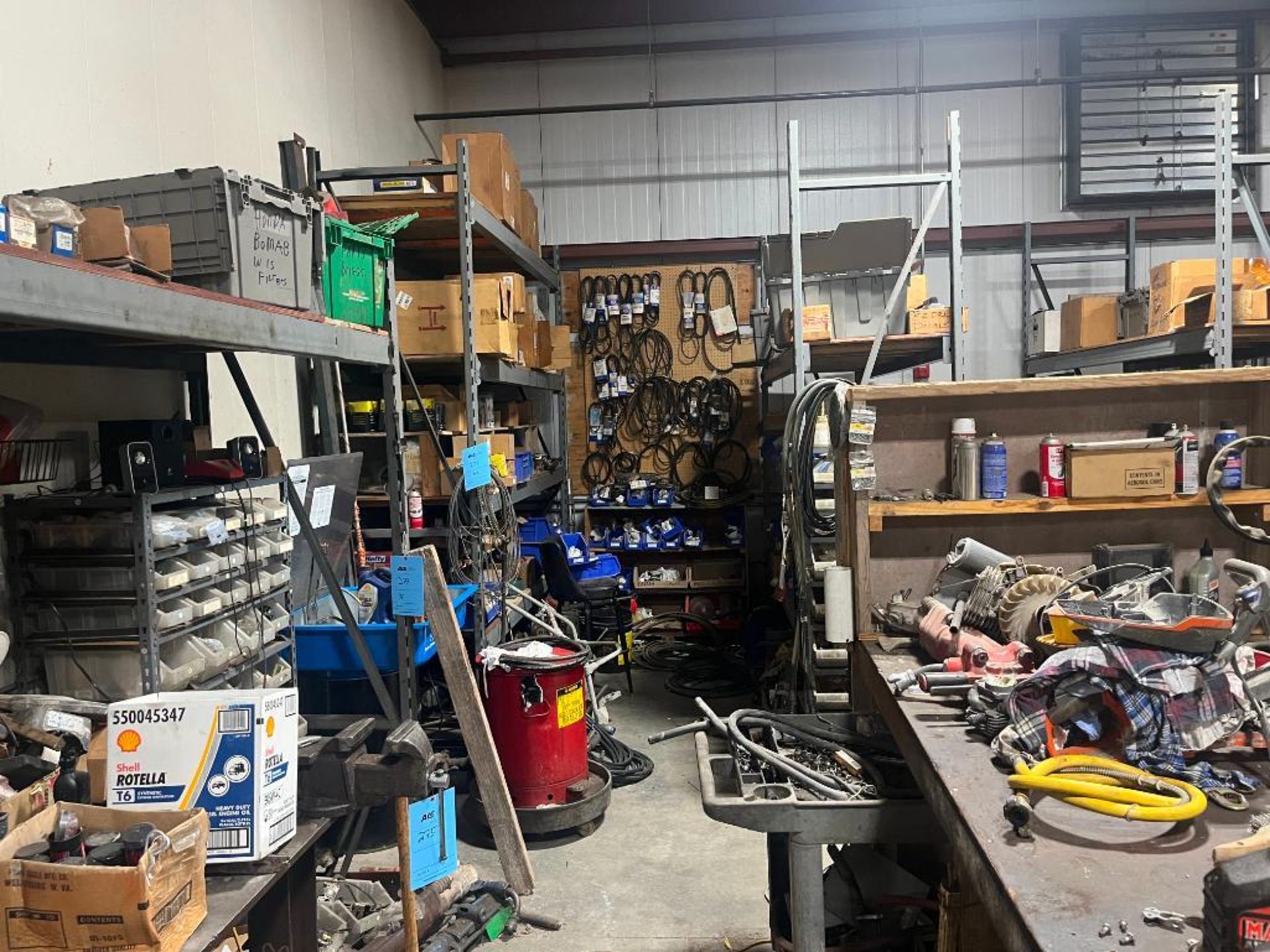 Lot: Racks and Contents Containing Misc. MRO & Pieces