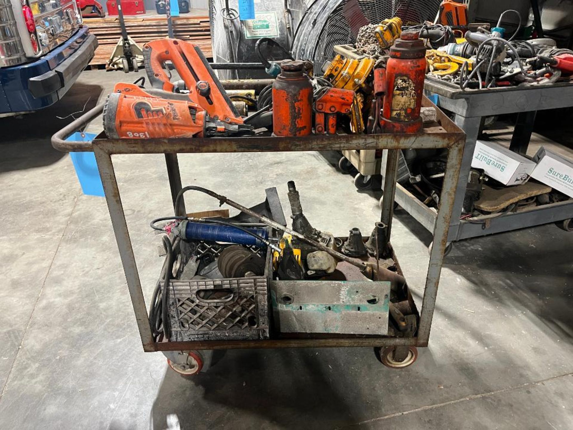 Push Cart containing assorted tools