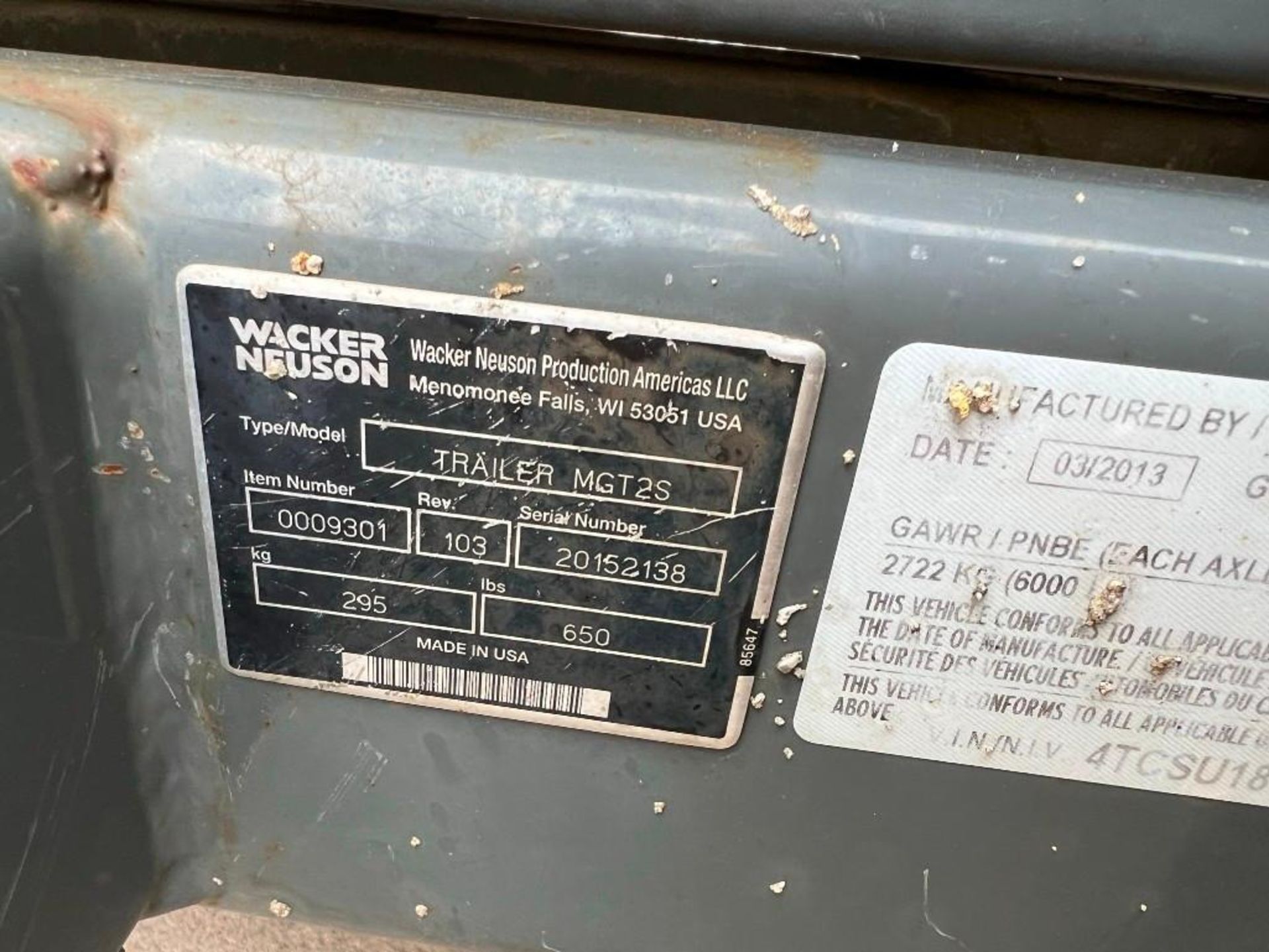 Wacker Neuson Trailer Mounted 48 KVA Generator Model G50, S/N 20165980 - Image 6 of 6