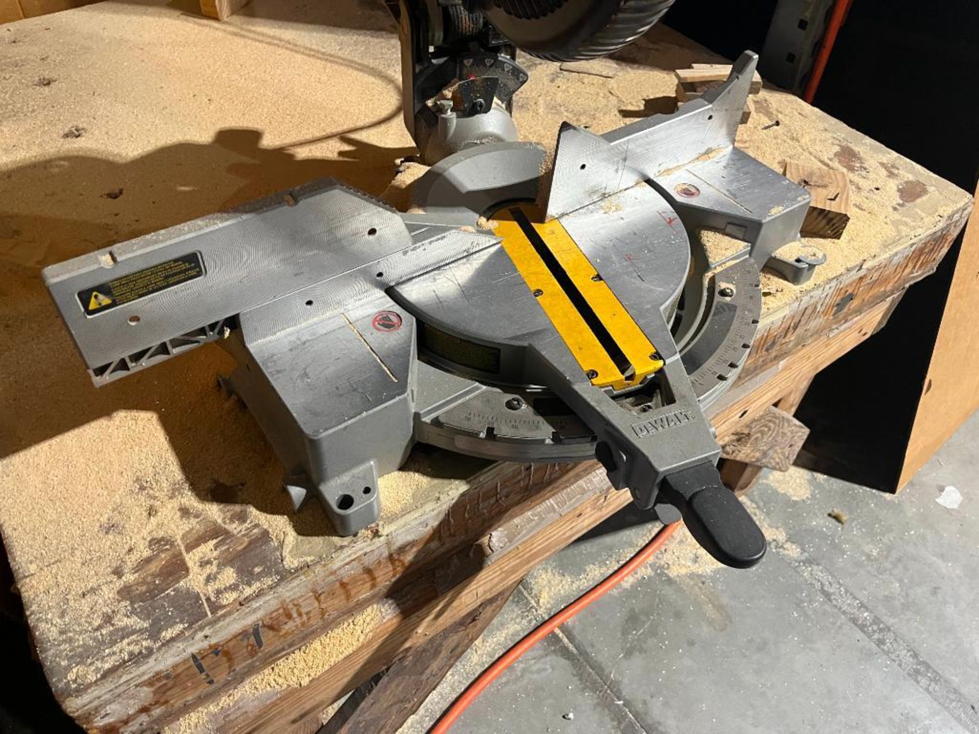 Dewalt 12" Compound Miter Saw Model DW715, with wooden table - Image 4 of 6