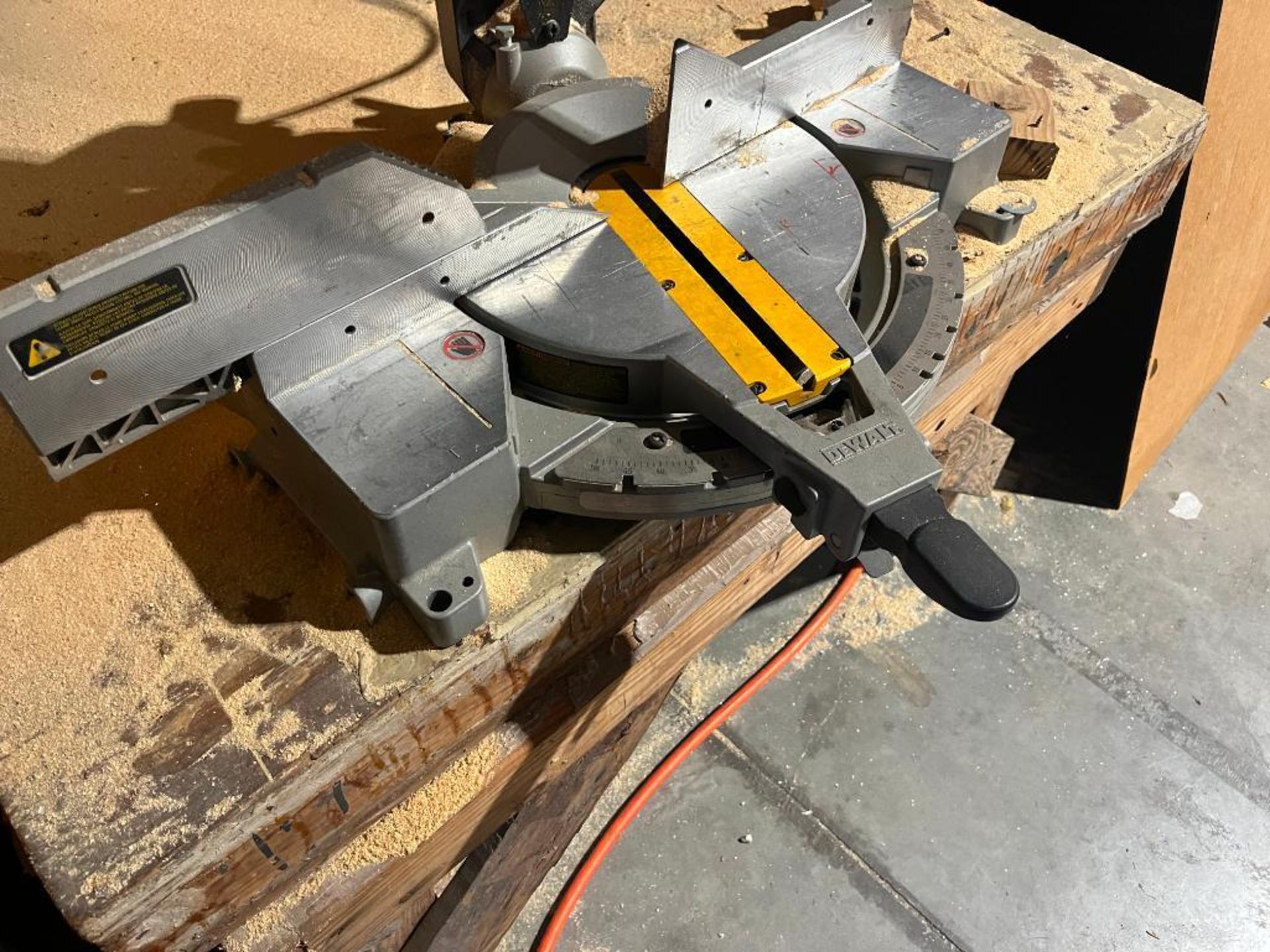 Dewalt 12" Compound Miter Saw Model DW715, with wooden table - Image 6 of 6