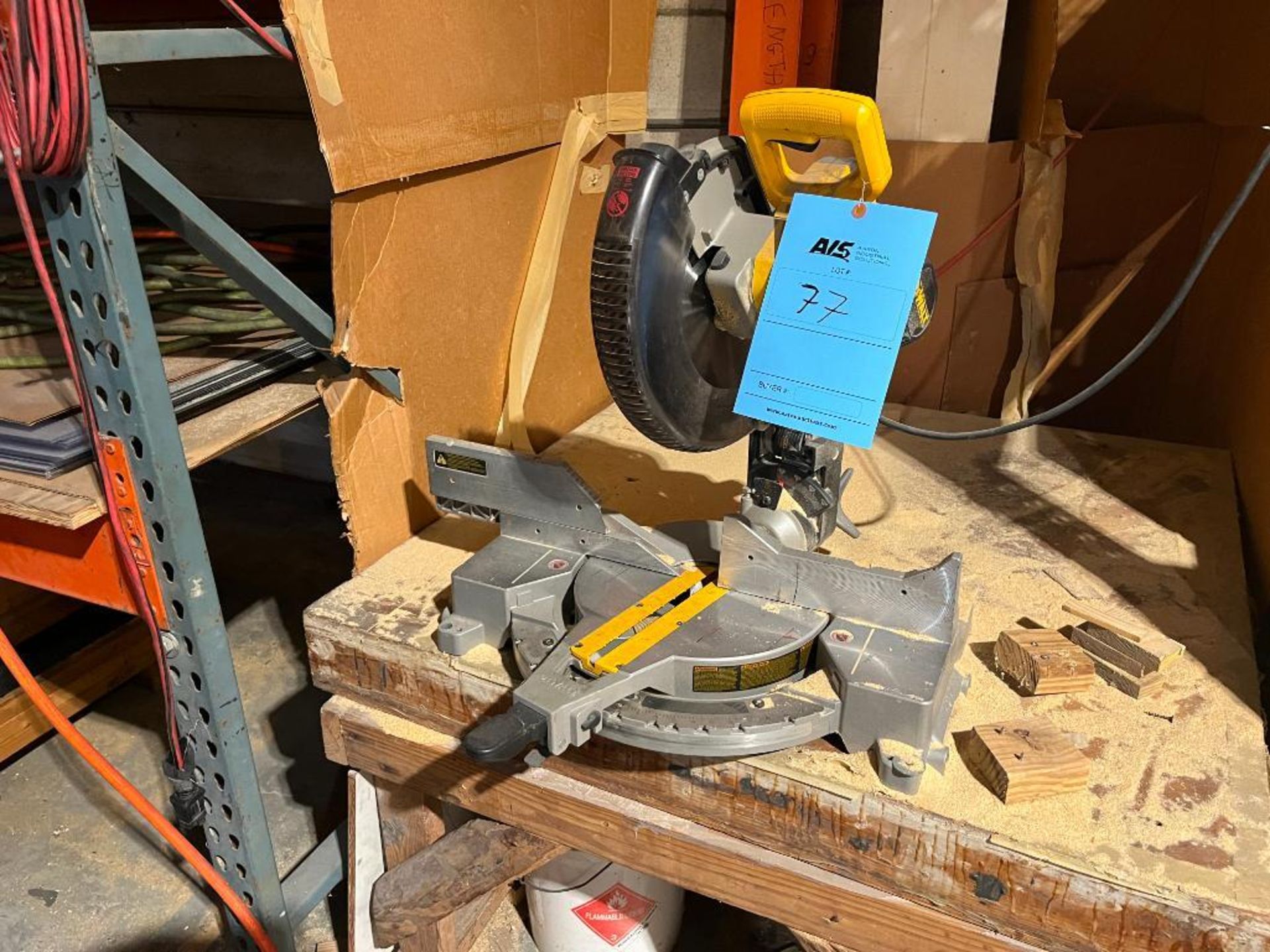 Dewalt 12" Compound Miter Saw Model DW715, with wooden table