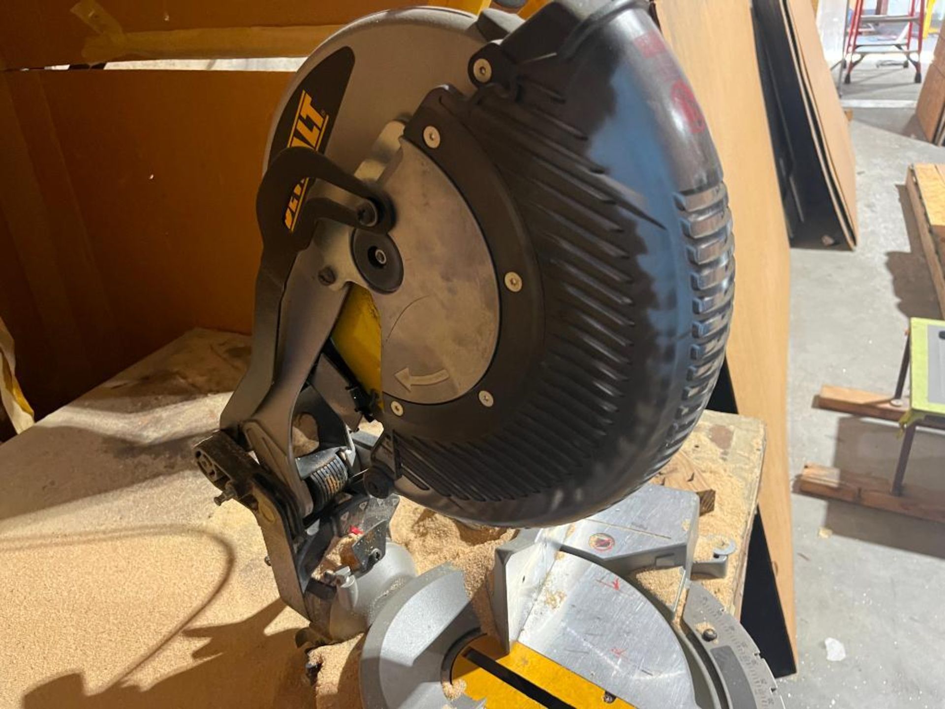 Dewalt 12" Compound Miter Saw Model DW715, with wooden table - Image 3 of 6