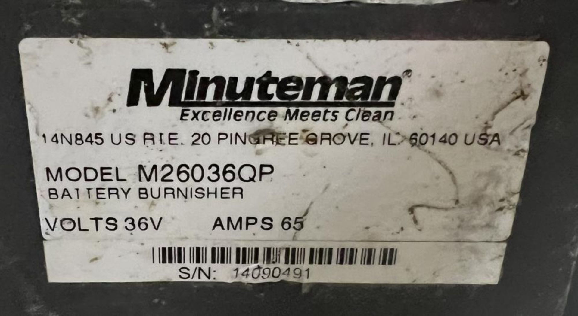 Used- Minuteman Floor Burnisher, Model M26036QP. 20" diameter cleaning pad with max speed of 2600rpm - Image 13 of 13