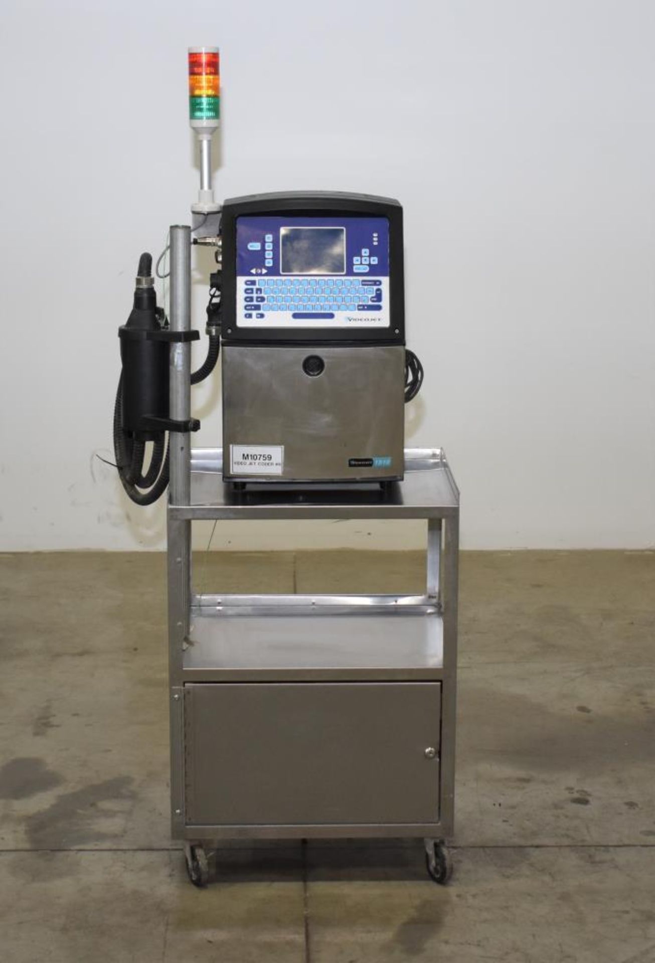 Used- Video Jet Ink Jet Coding Machine, Model 1510. Capable of speeds up to 279 m/min (914 ft/min).